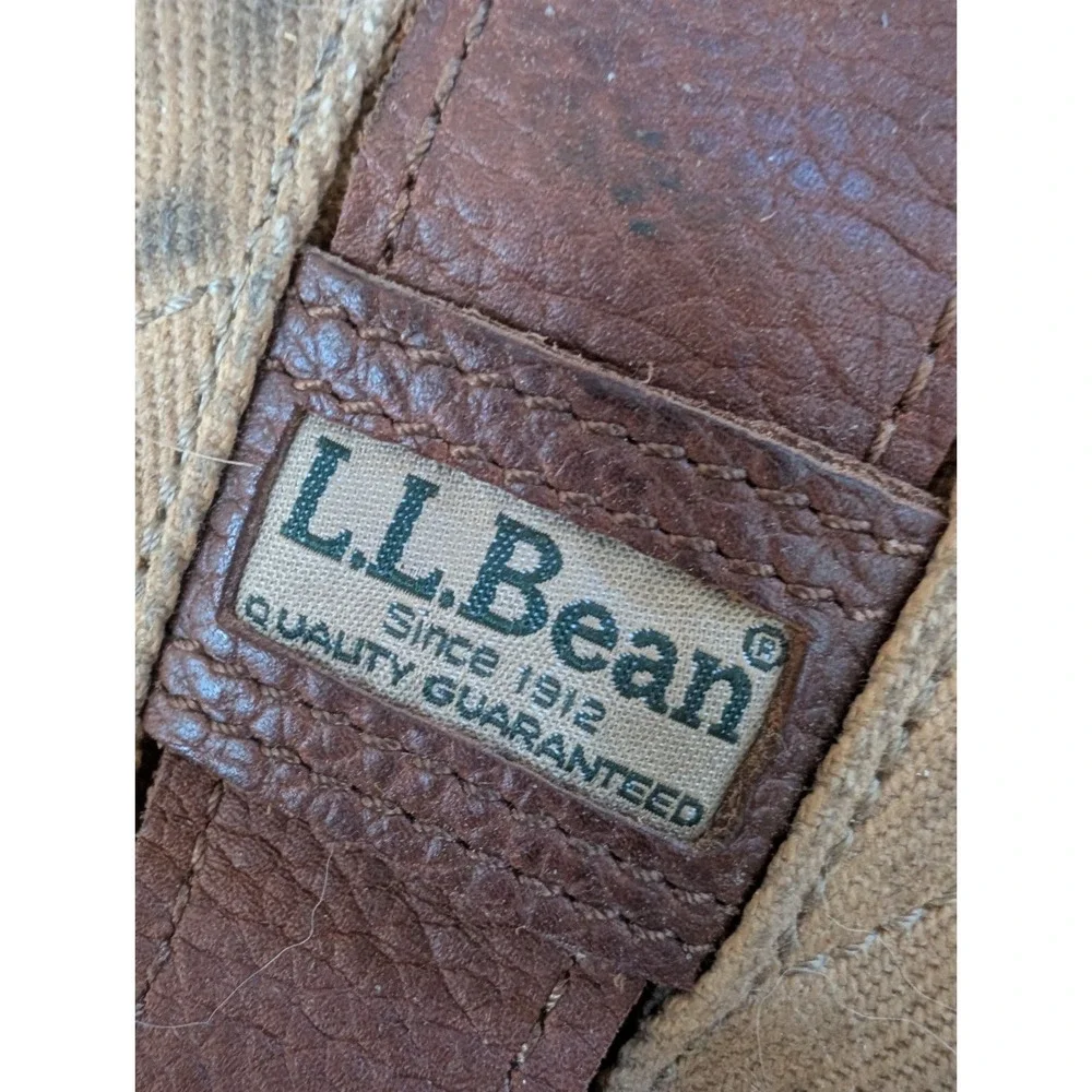 Vintage LL Bean Bag Duffle Weekender Luggage Rolling Bag Leather 80s  24
